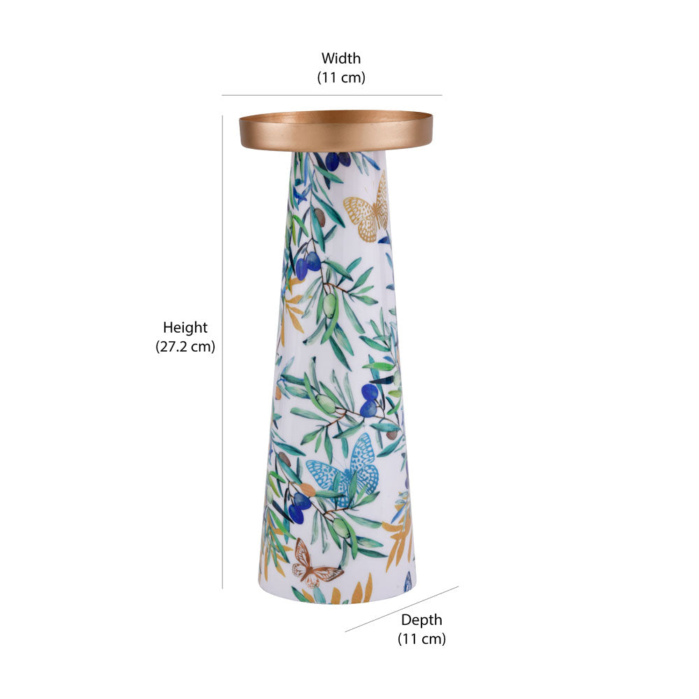 Decorative Floral Taper Candle Holder (Multicolor)