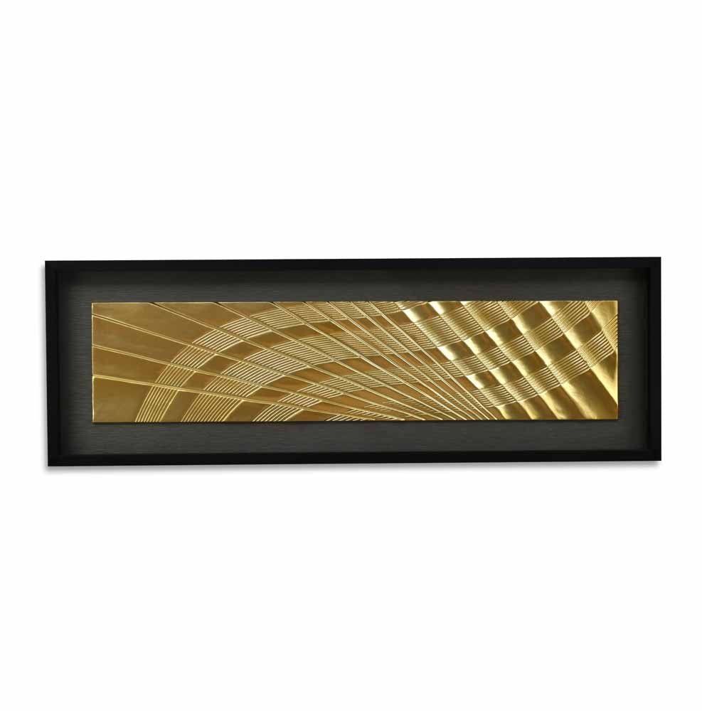 Fluting Illusion MDF & Glass Wall Decor- Gold