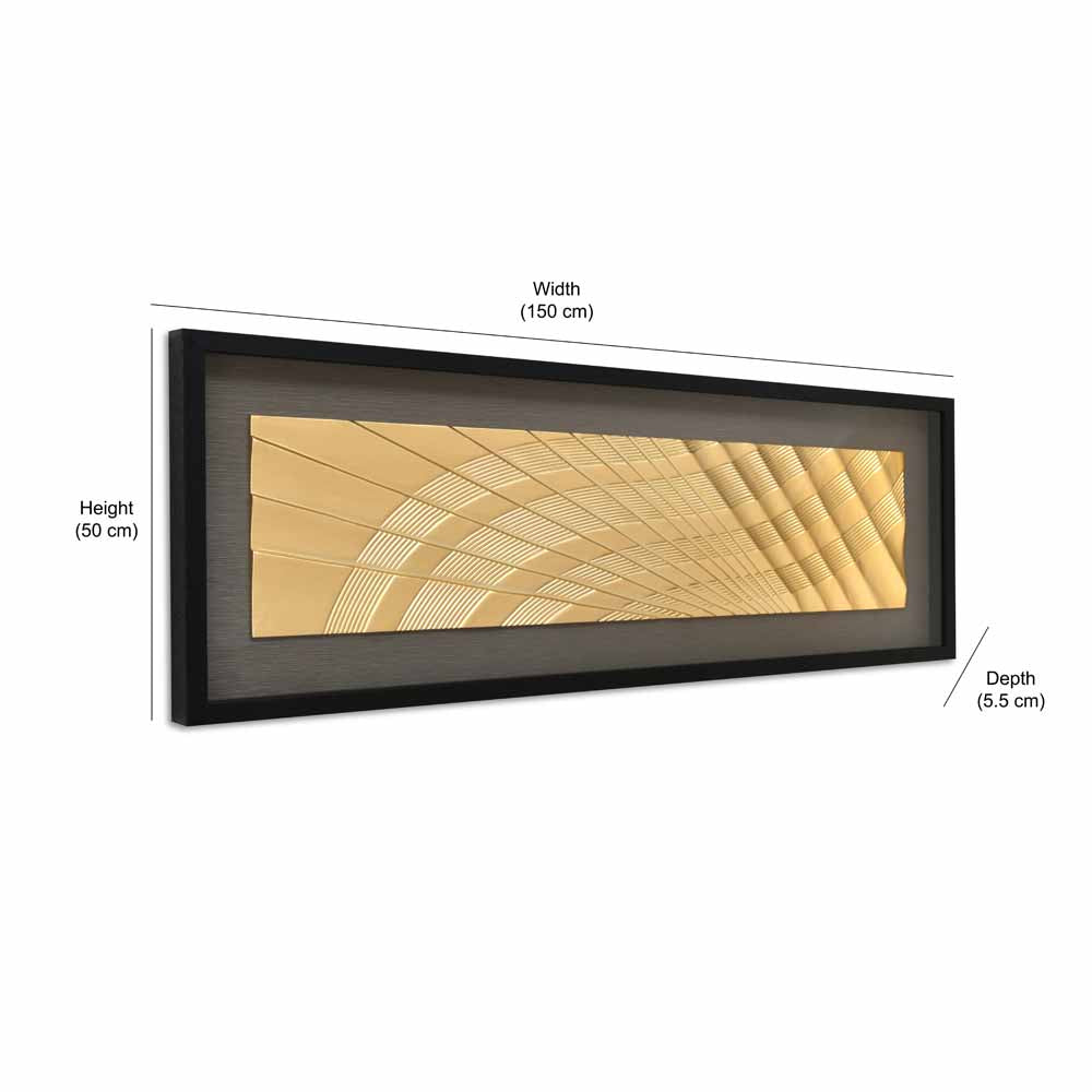 Fluting Illusion MDF & Glass Wall Decor- Gold