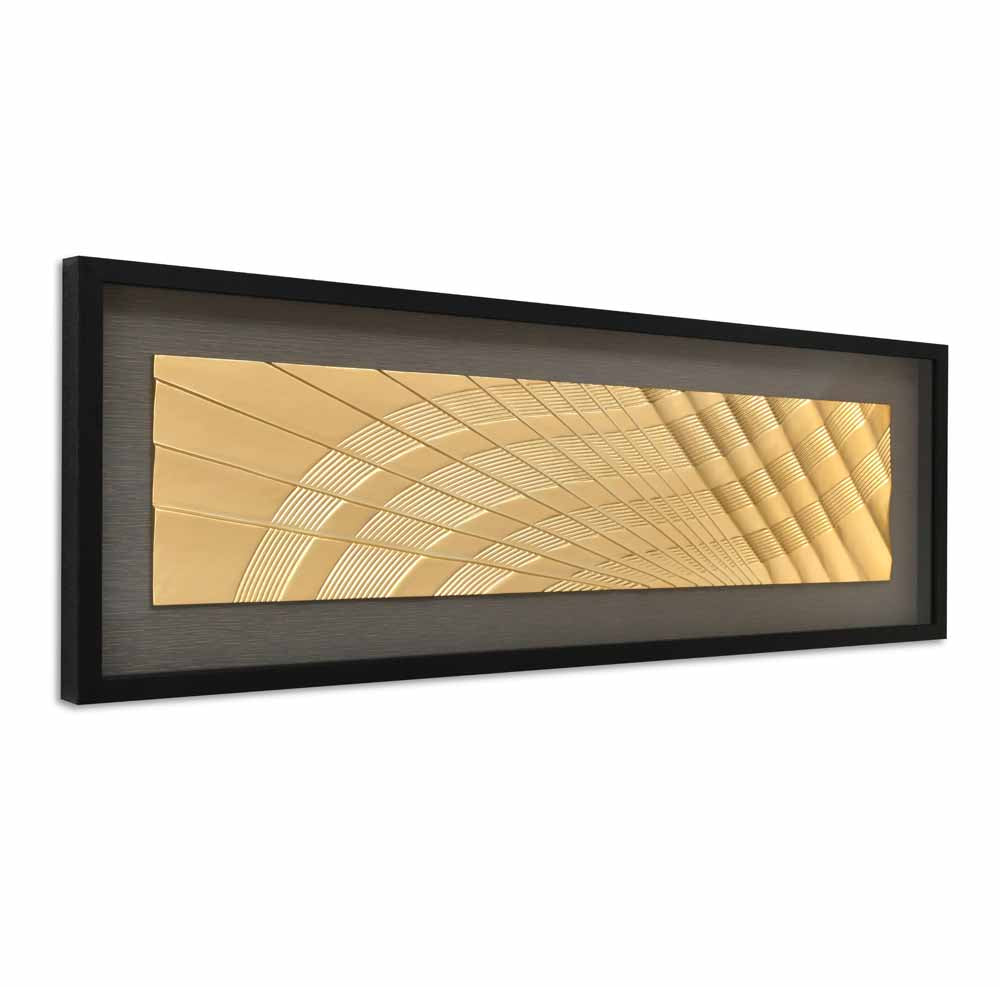 Fluting Illusion MDF & Glass Wall Decor- Gold