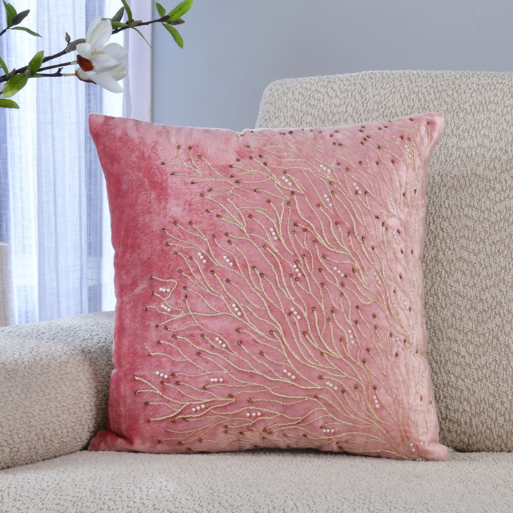 Nilkamal Twigs Embroidered 16 X 16 Cushion Cover Pink