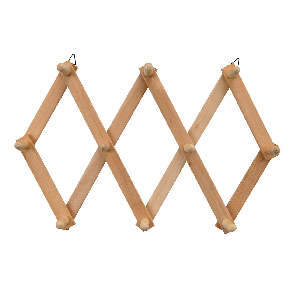 Diamond Shape Multipurpose Wooden Wall Hanger Organiser (Brown)