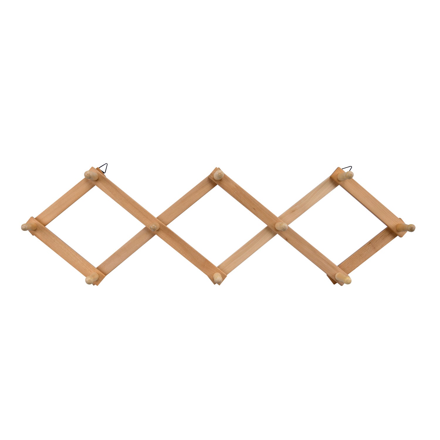 Diamond Shape Multipurpose Wooden Wall Hanger Organiser (Brown)