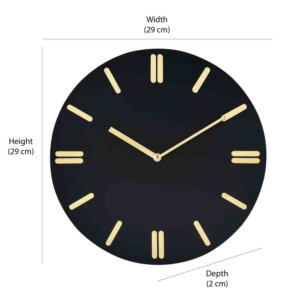 Sleek Wooden Analog Wall Clock (Black & Gold)