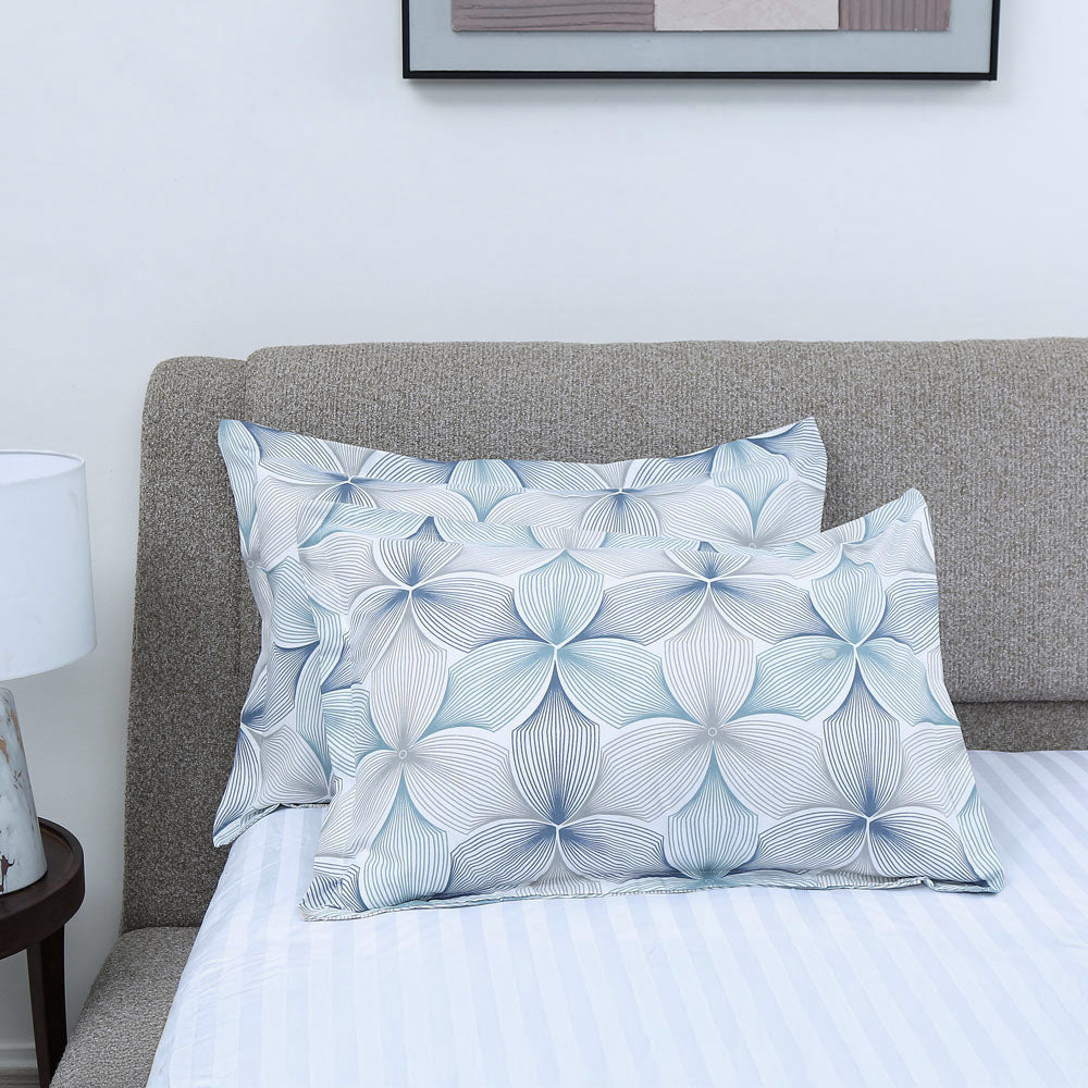 Nilkamal Abstract Microfiber 17" x 27" Pillow Covers Set of 2 (Blue)