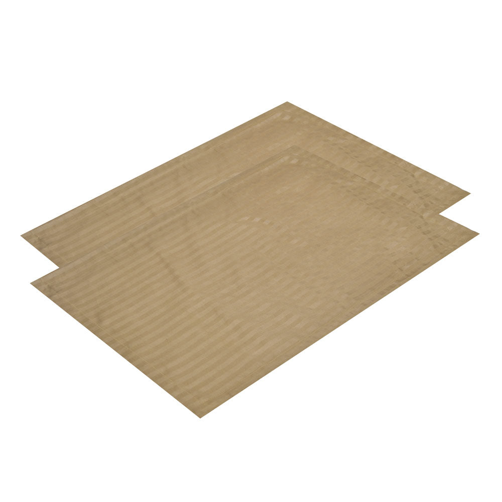 Stripes Microfiber 17" x 27" Pillow Covers Set of 2- Beige