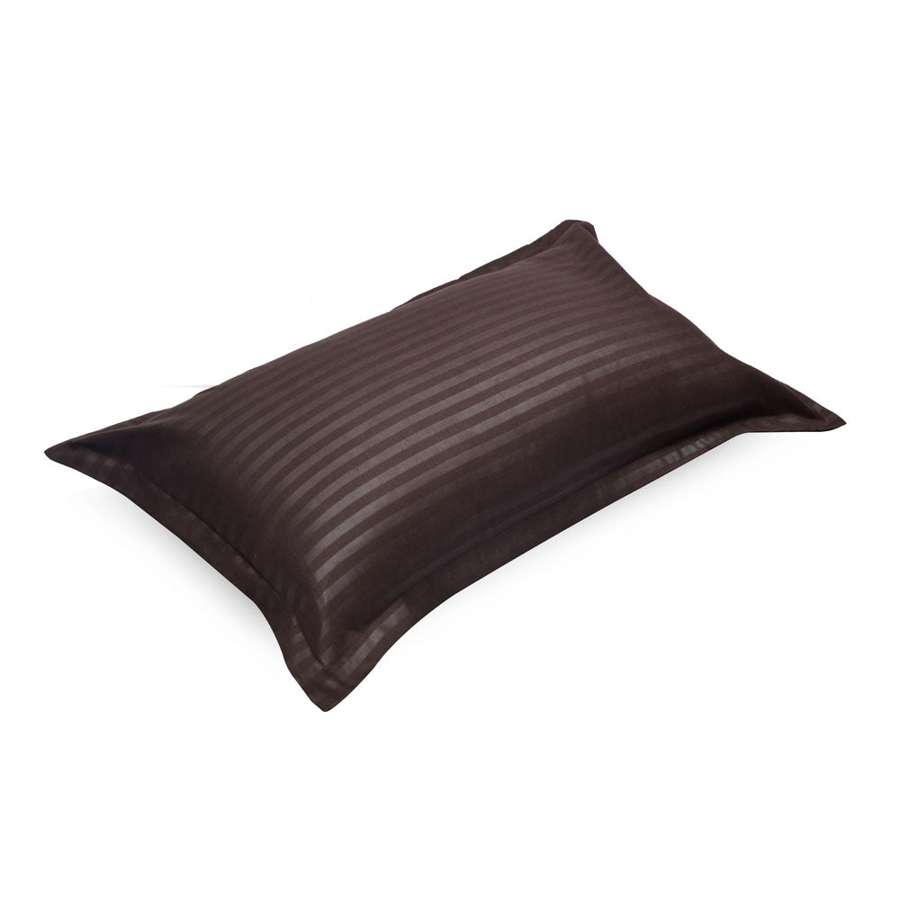 Stripes Microfiber 17" x 27" Pillow Covers Set of 2- Brown