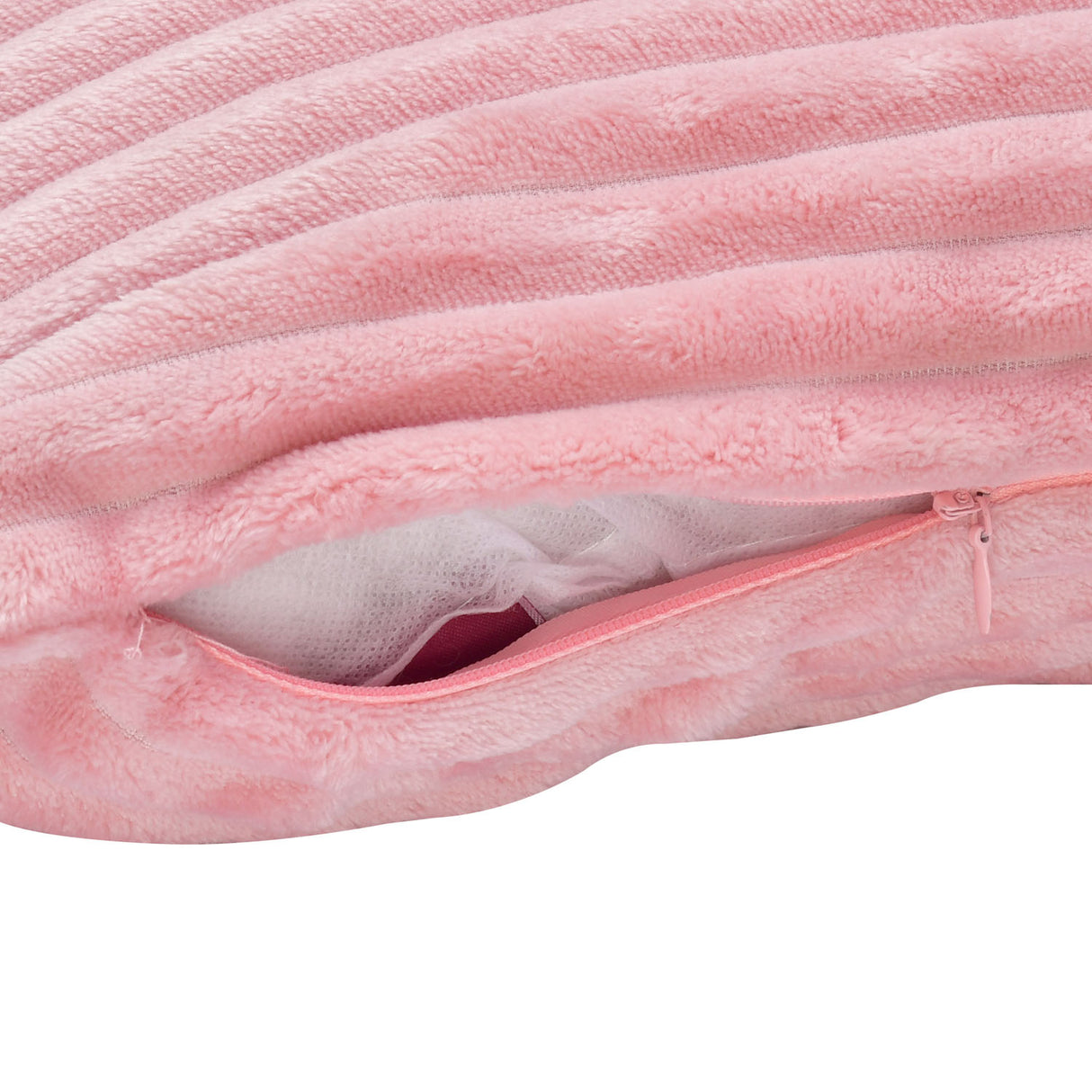 Fluted Flannel Polyester 24" x 24" Filled Cushion (Pink)