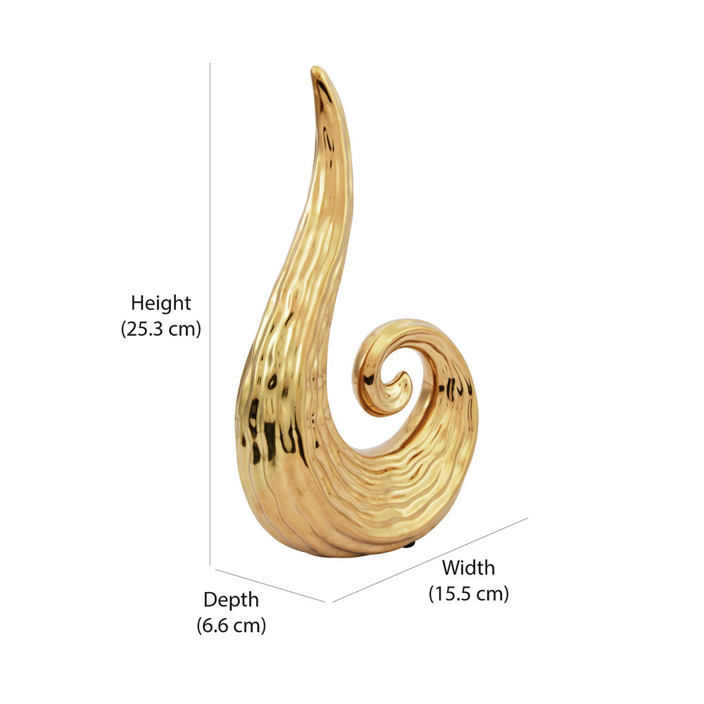 Decorative Scroll Design Ceramic Showpiece (Gold)
