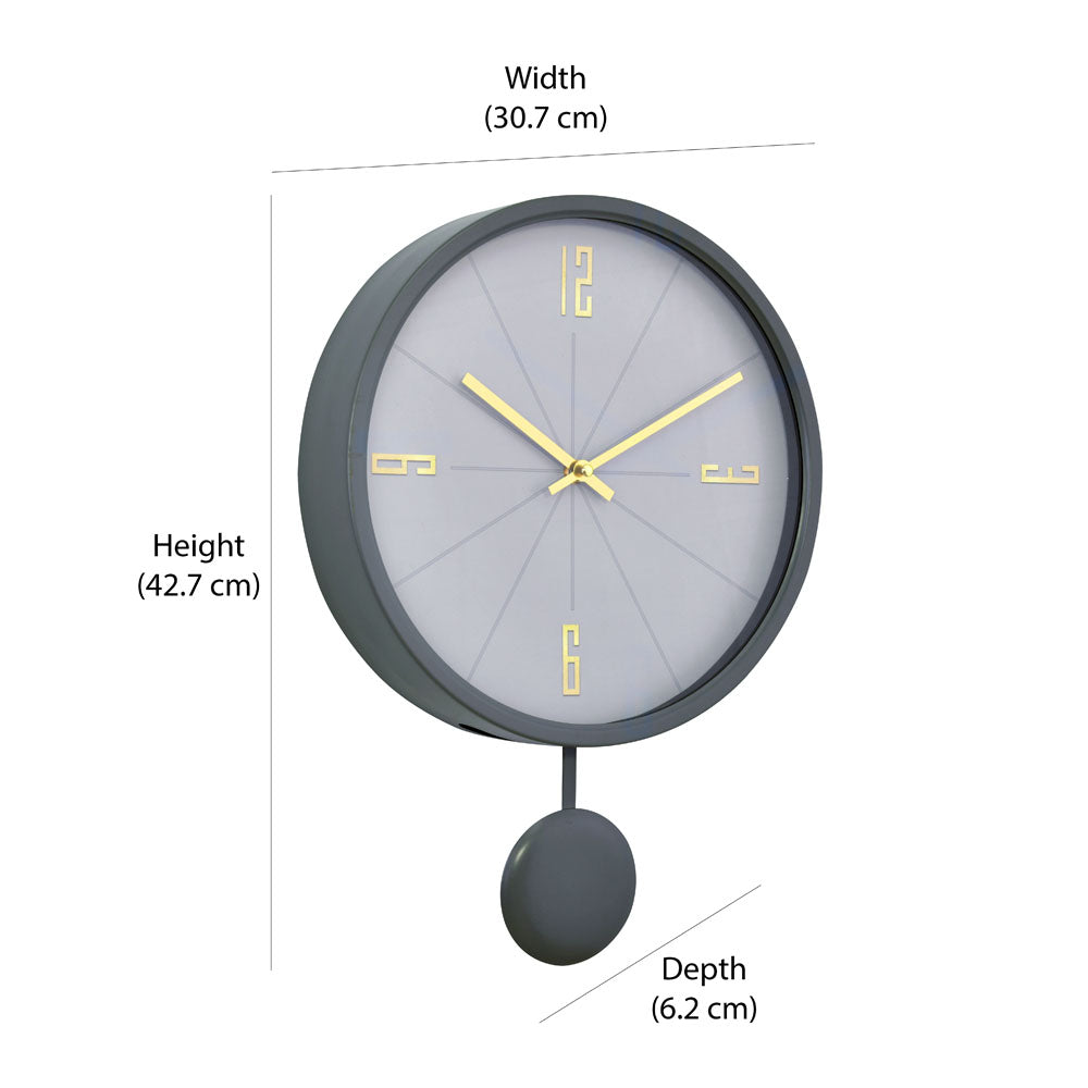 Round Analog Pendulam Wall Clock (Grey)