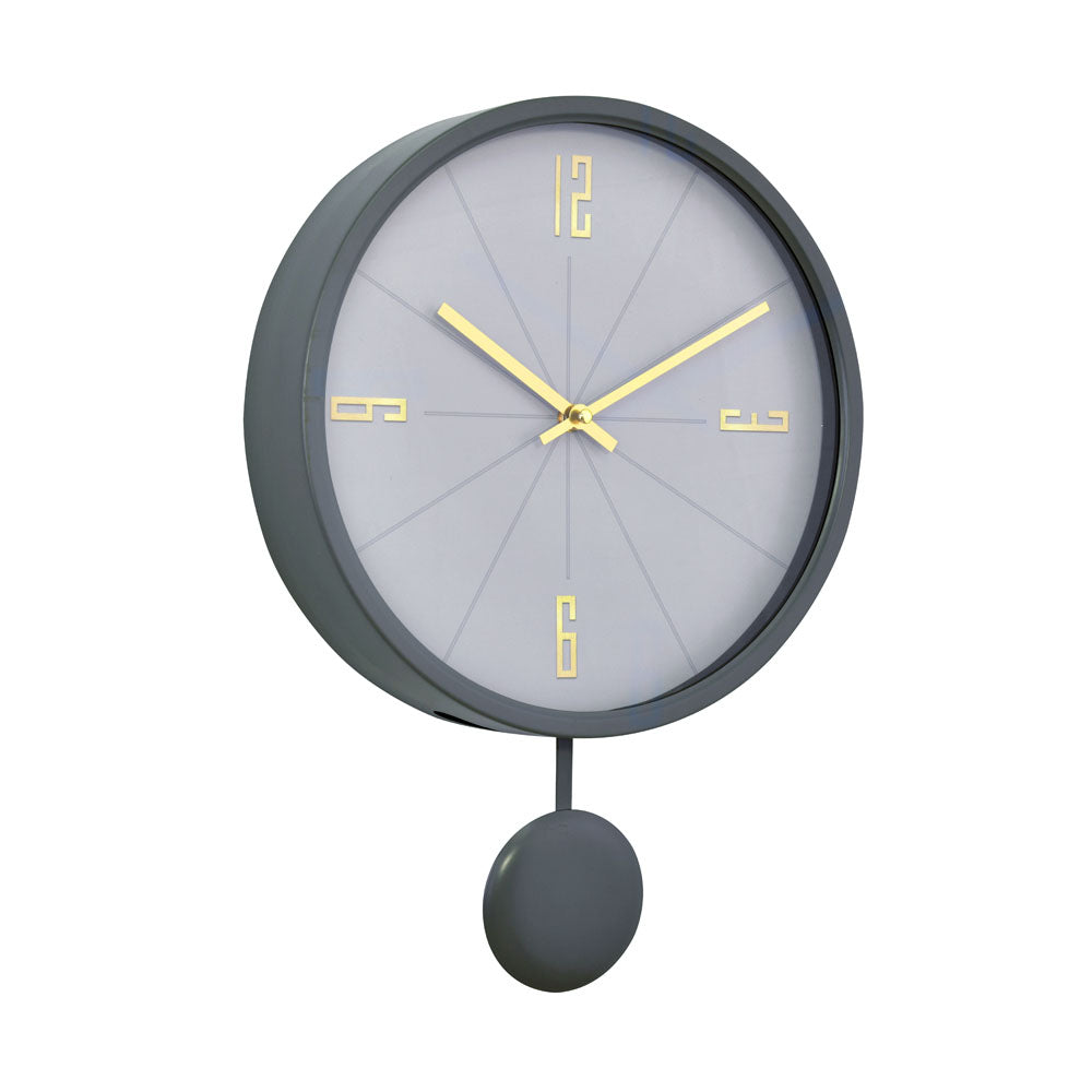 Round Analog Pendulam Wall Clock (Grey)