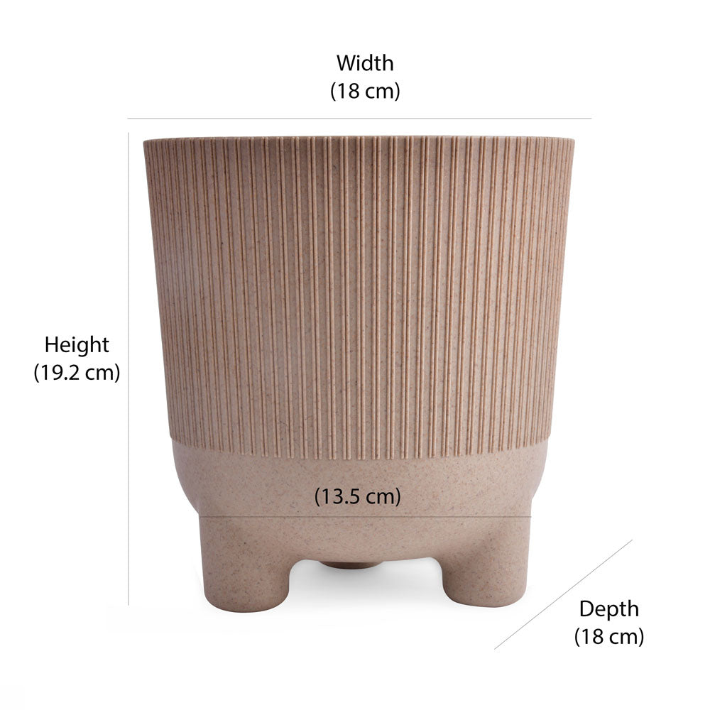 Fluting Design Decorative Polypropylene Planter (Latte)