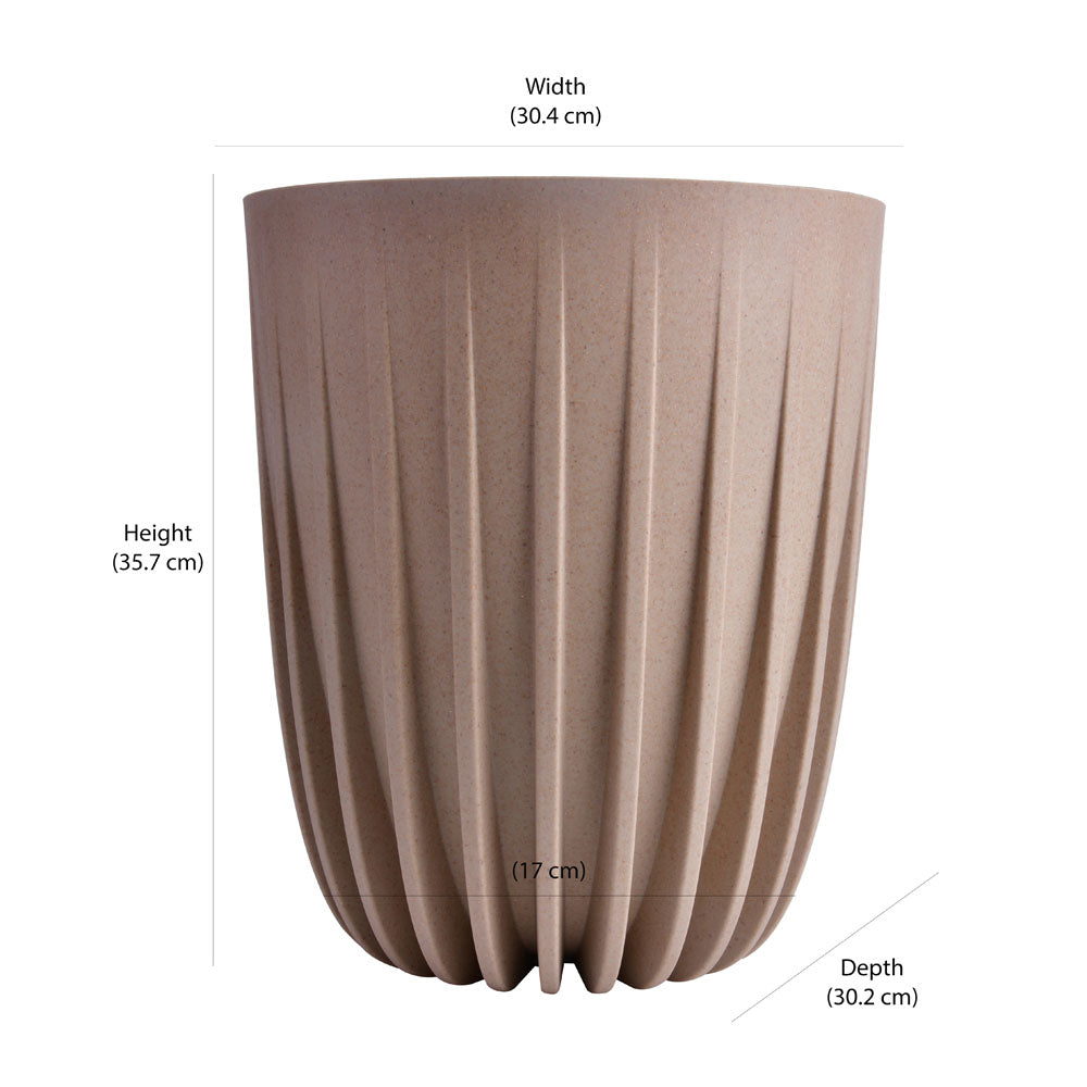 Semi Fluted Design Polypropylene Bucket Planter (Latte)