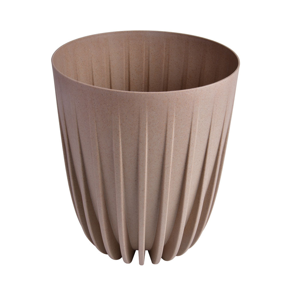 Semi Fluted Design Polypropylene Bucket Planter (Latte)