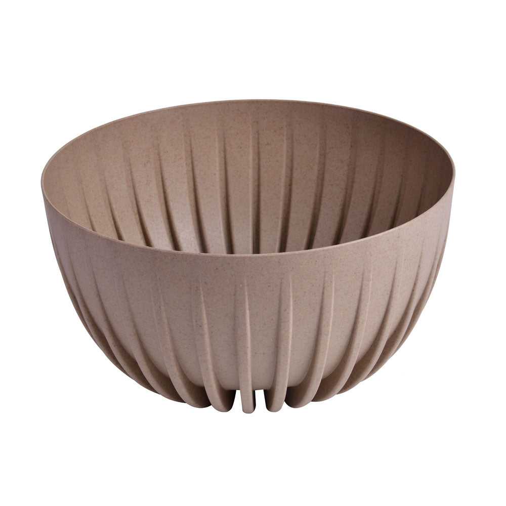 Semi Fluted Design Polypropylene Bowl Planter (Latte)