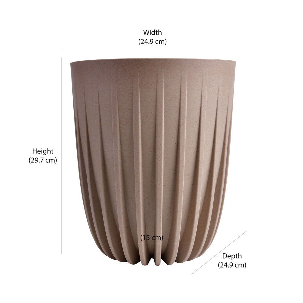 Semi Fluted Design Polypropylene Bucket Planter (Latte)