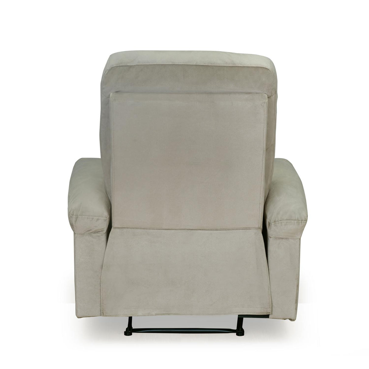 Beige recliner massage chair with cushioned armrests back view 2