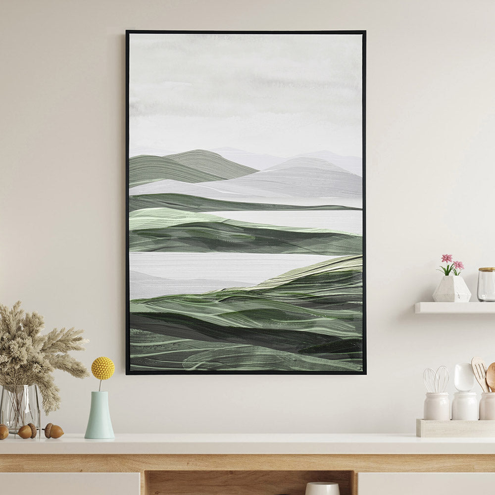 Nilkamal Mountains And Water Decorative Wall Painting Grey Green