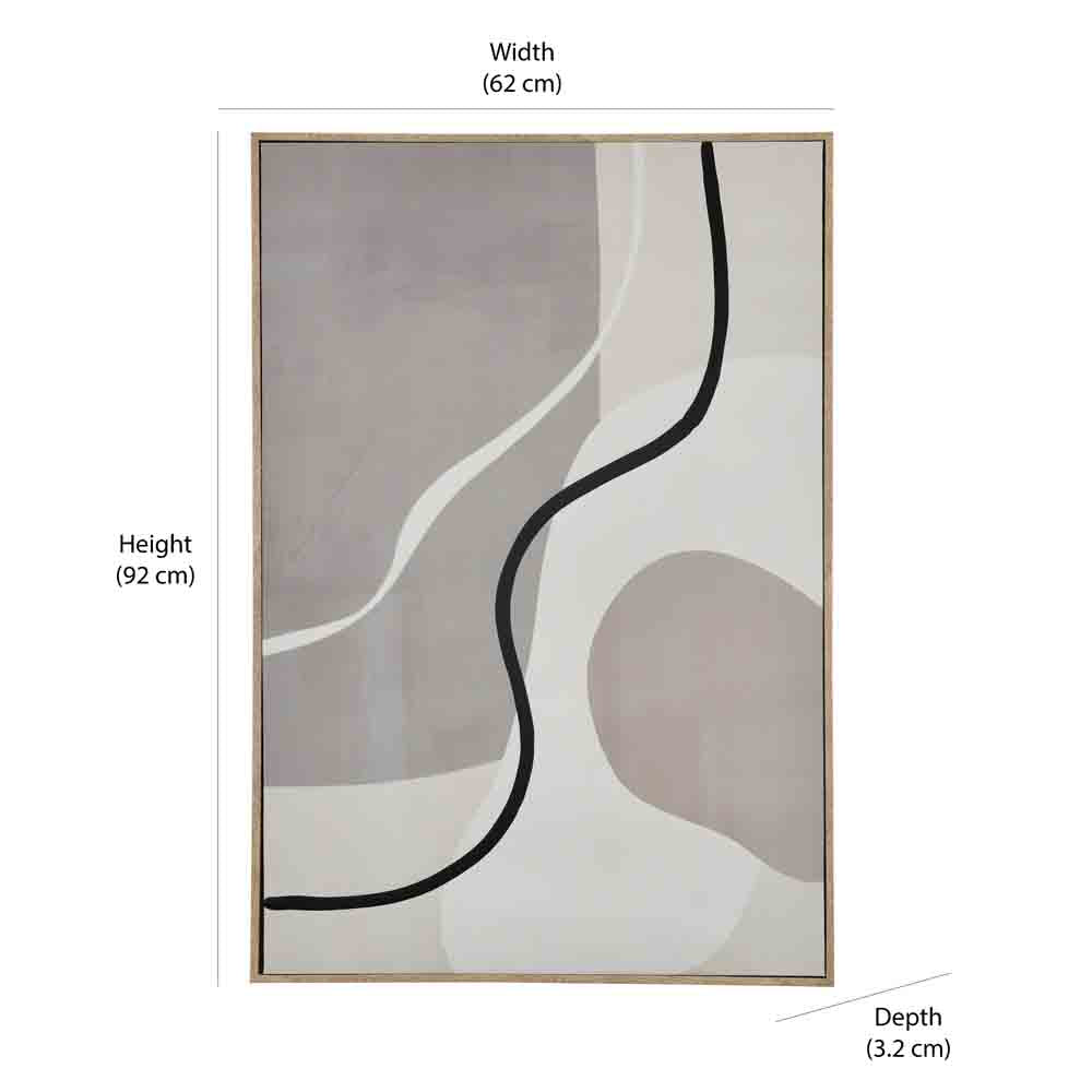 Abstract Lines Decorative Wall Painting- Beige & Cream