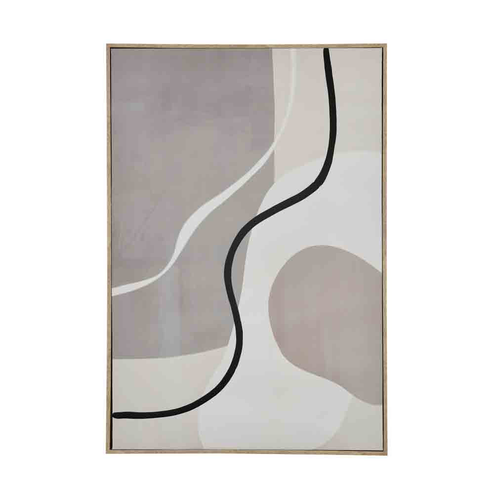 Abstract Lines Decorative Wall Painting- Beige & Cream