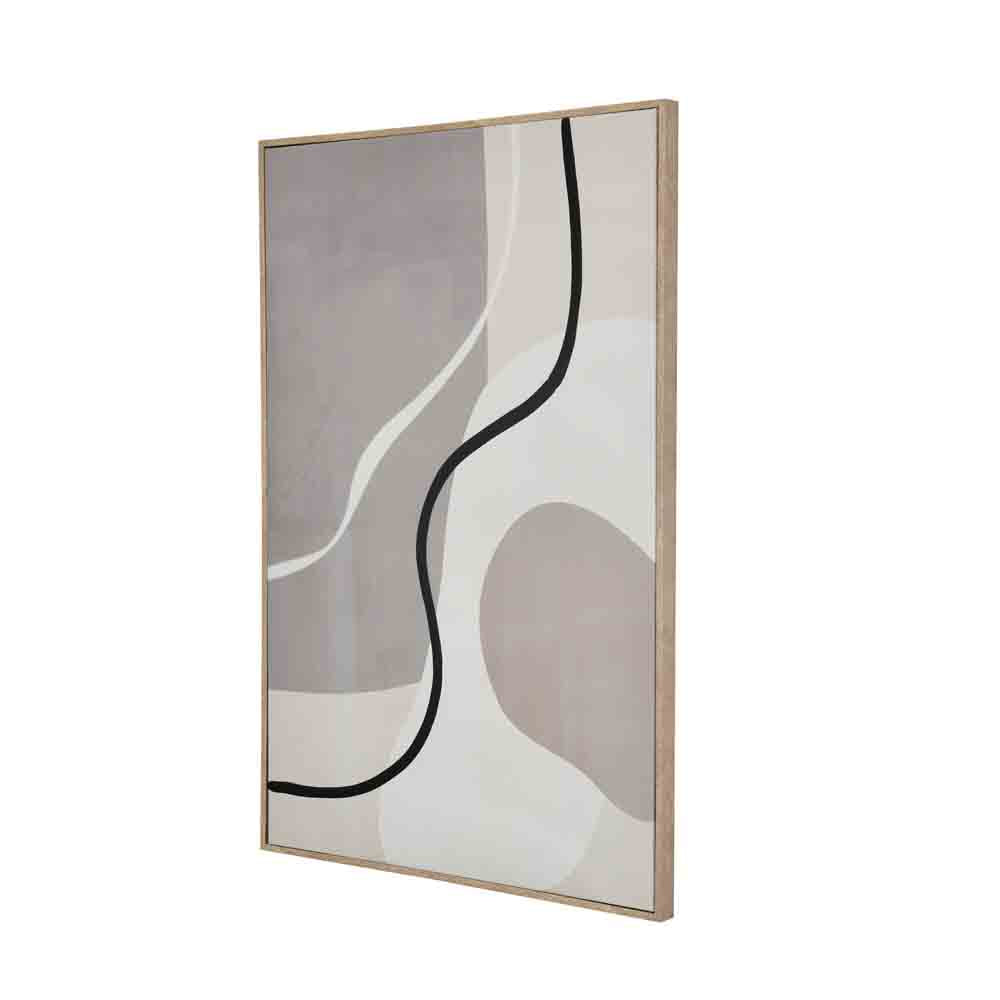 Abstract Lines Decorative Wall Painting- Beige & Cream
