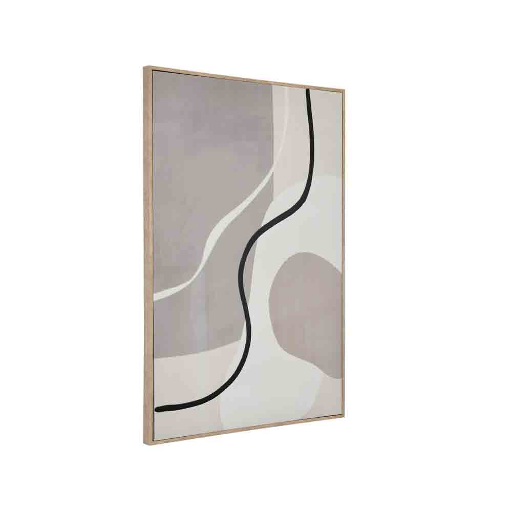 Abstract Lines Decorative Wall Painting- Beige & Cream