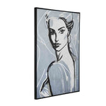 Lady Face Decorative Wall Painting (Blue)
