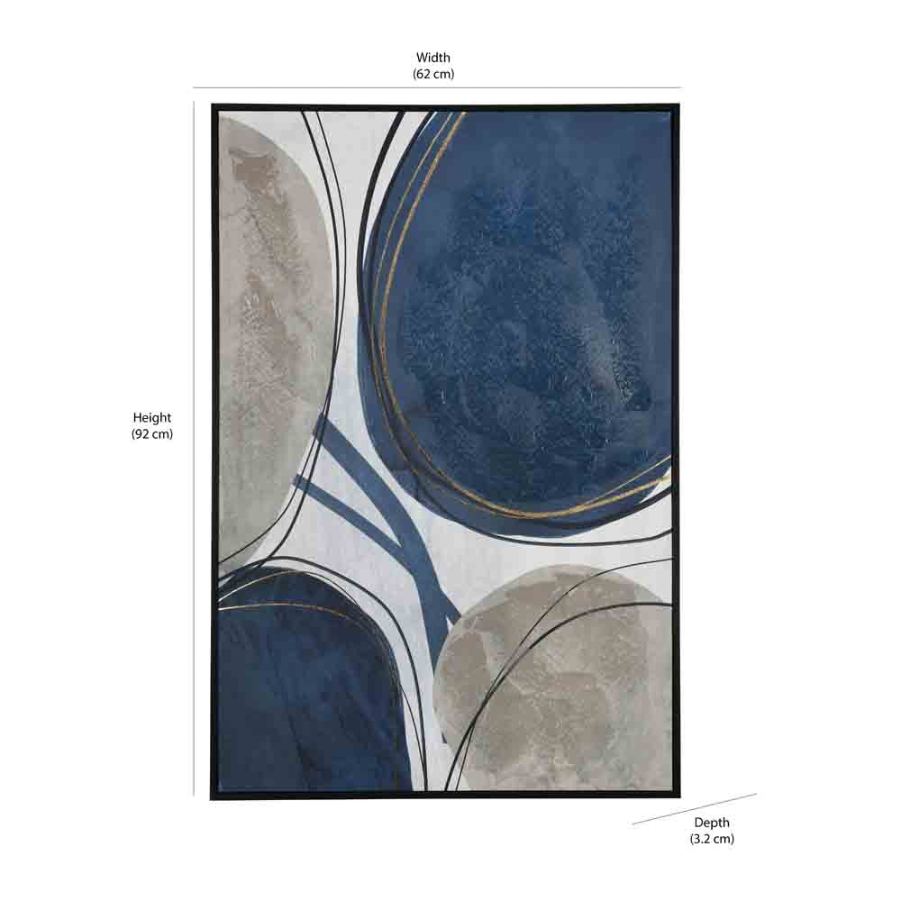 Abstract Circle Decorative Wall Painting- Blue & Brown