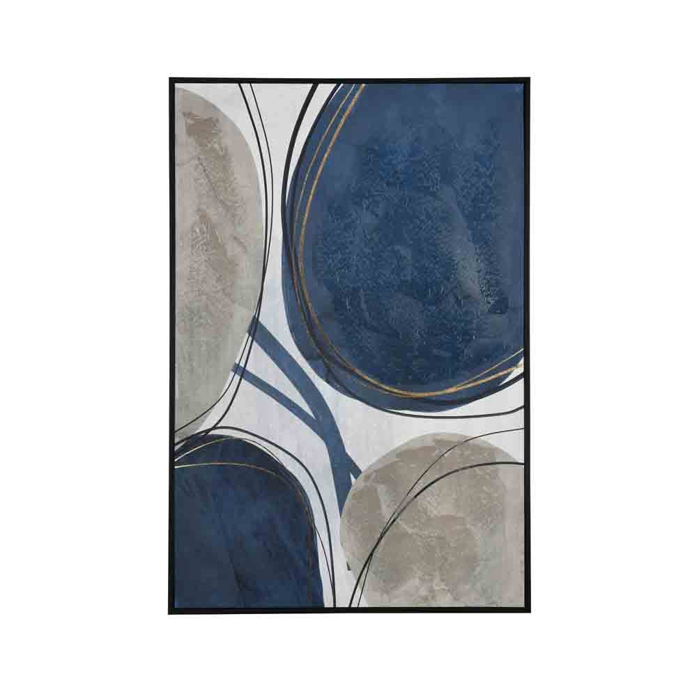 Abstract Circle Decorative Wall Painting- Blue & Brown