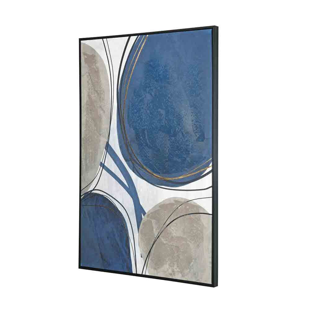 Abstract Circle Decorative Wall Painting- Blue & Brown