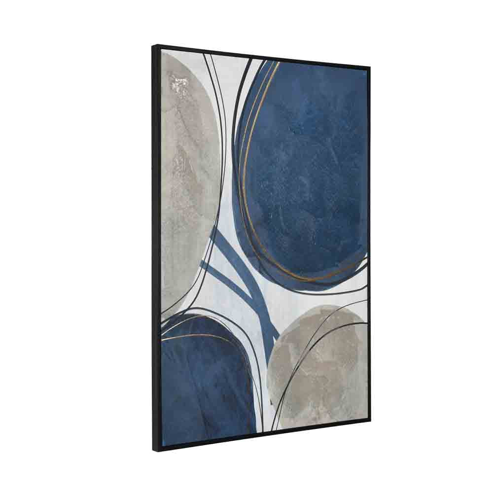 Abstract Circle Decorative Wall Painting- Blue & Brown