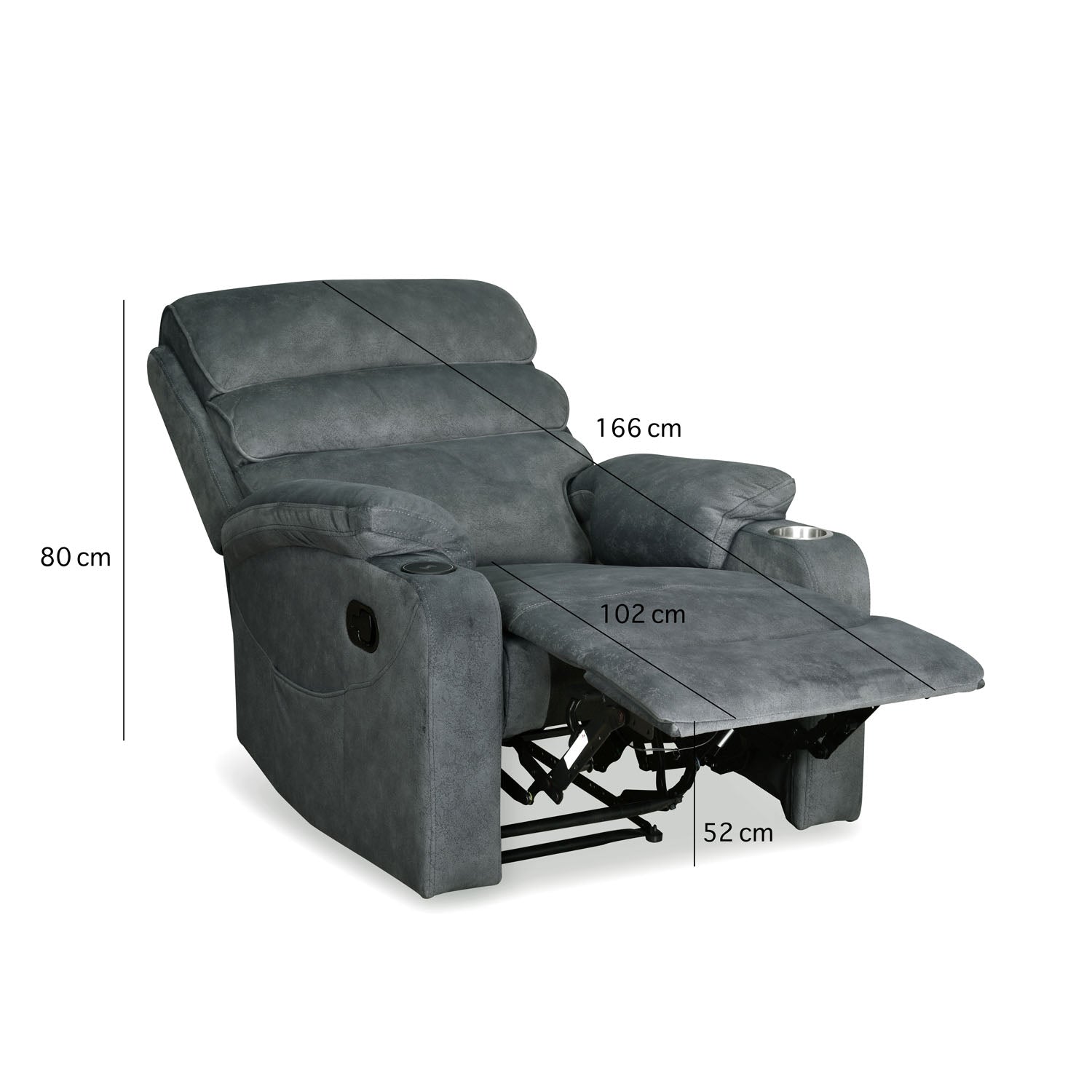 Ease Massage Chair with Manual Recliner and Wireless Charging- Blue