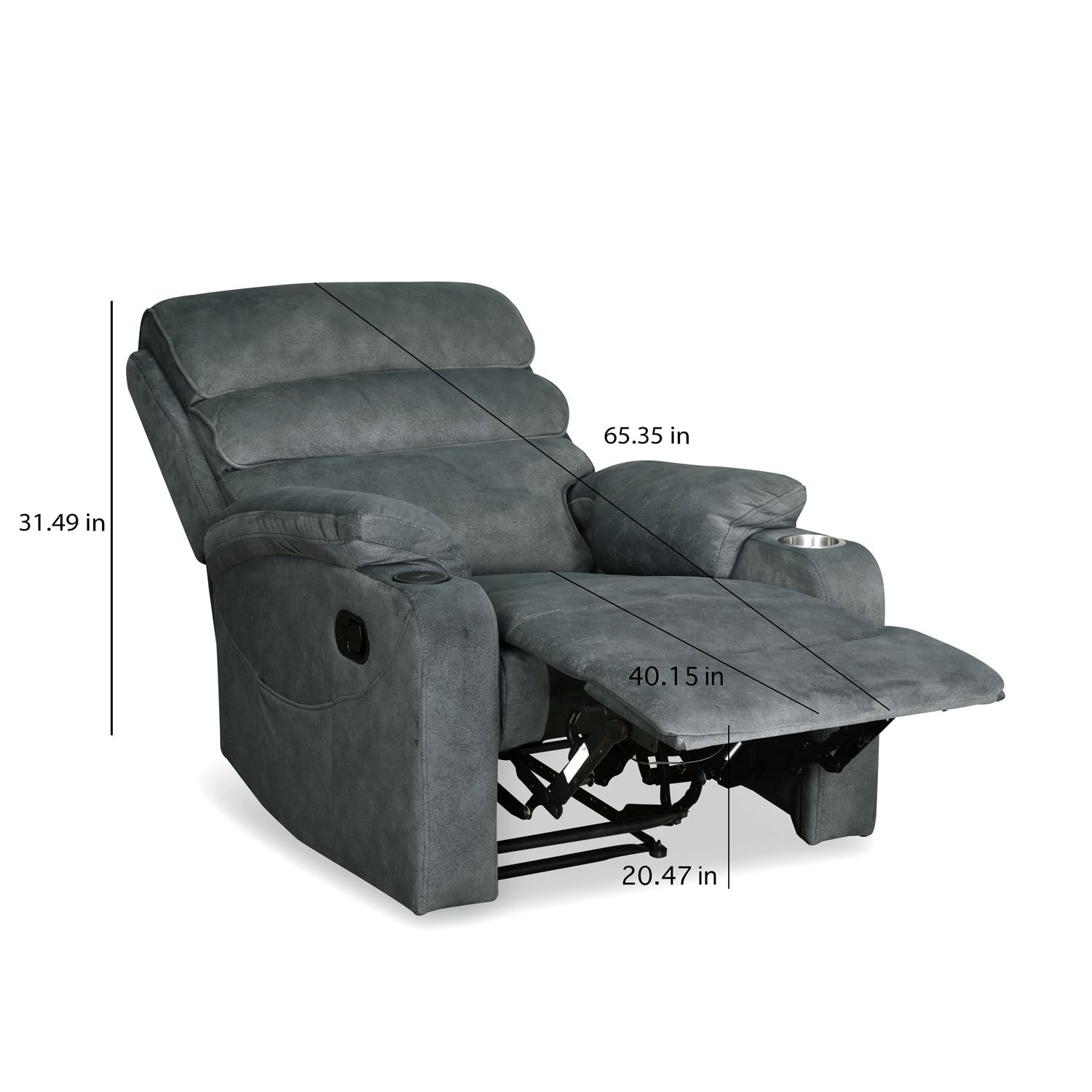 Ease Massage Chair with Manual Recliner and Wireless Charging- Blue