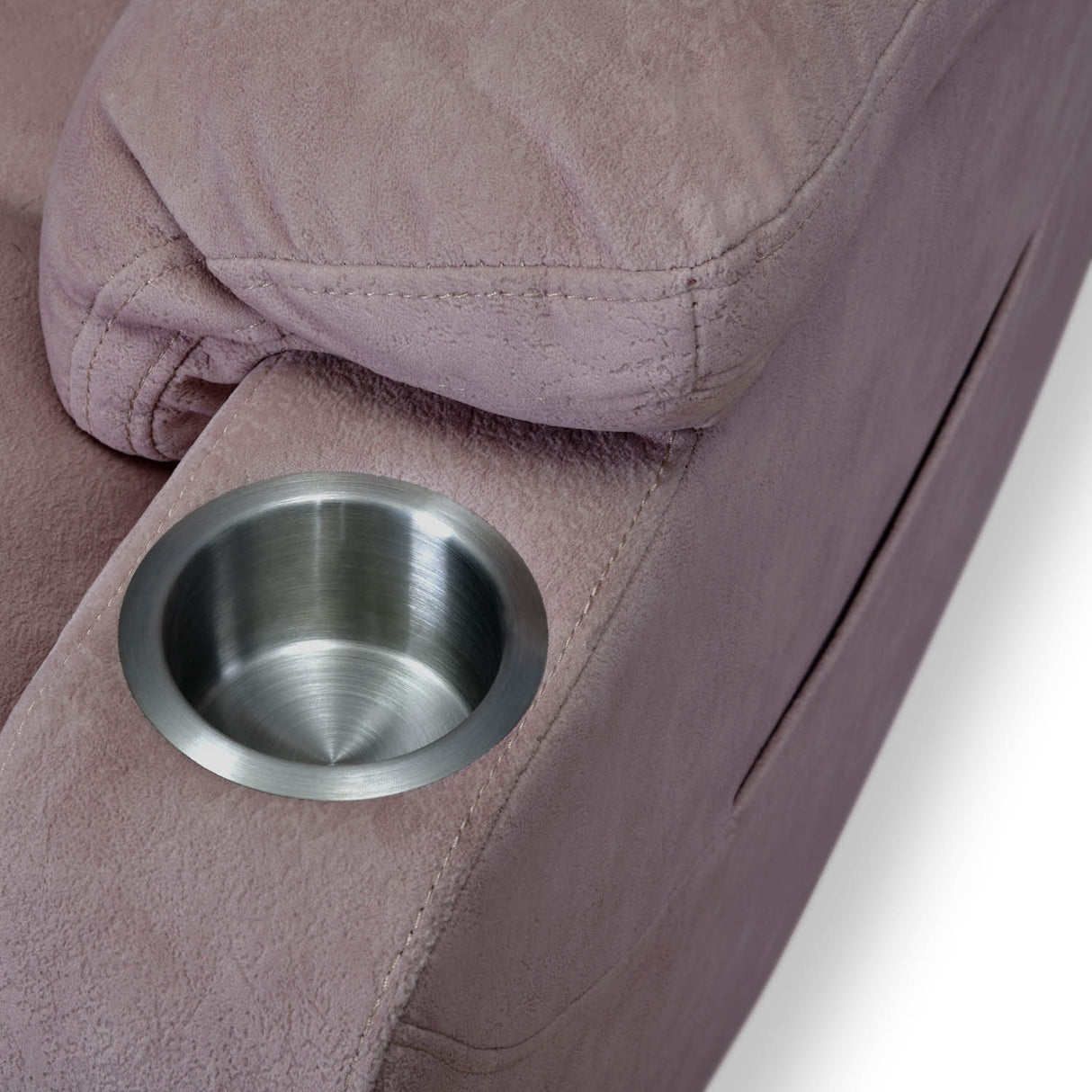 Ease Massage Chair with Manual Recliner (Mauve) - Storage With Cup Holder