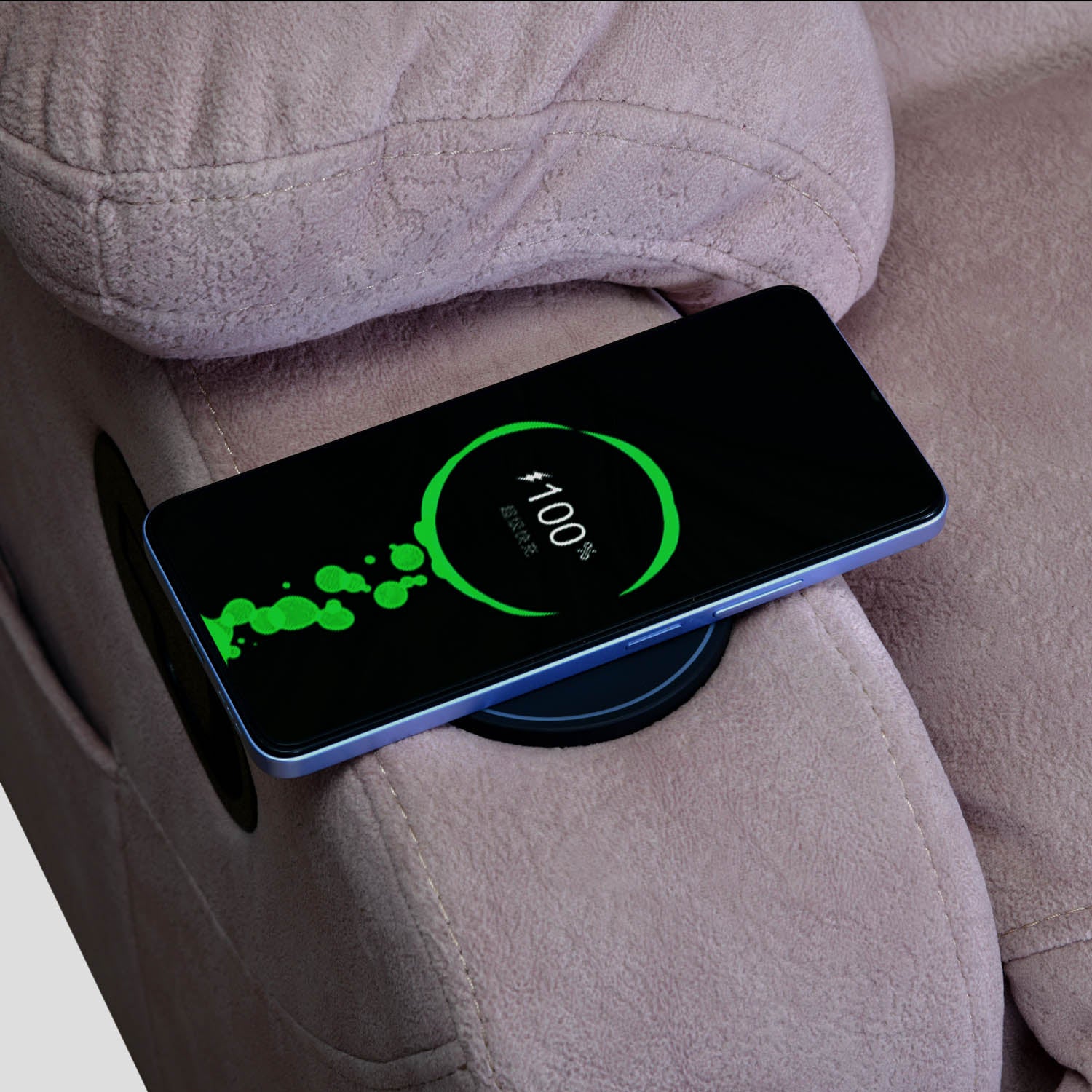 Ease Massage Chair with Manual Recliner and Wireless Charging- Mauve