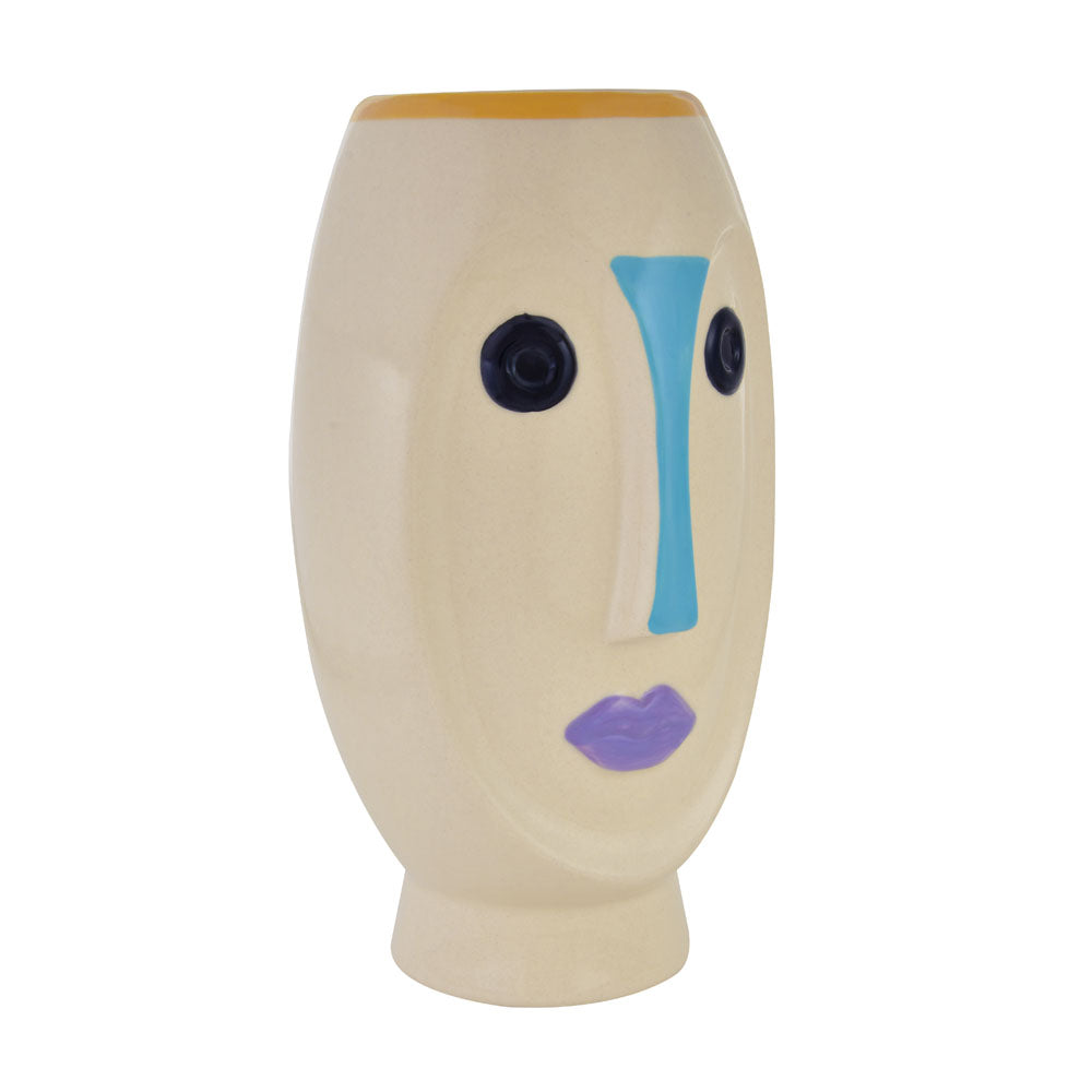 Decorative Girl Face Ceramic Candle Holder (Multicolor)