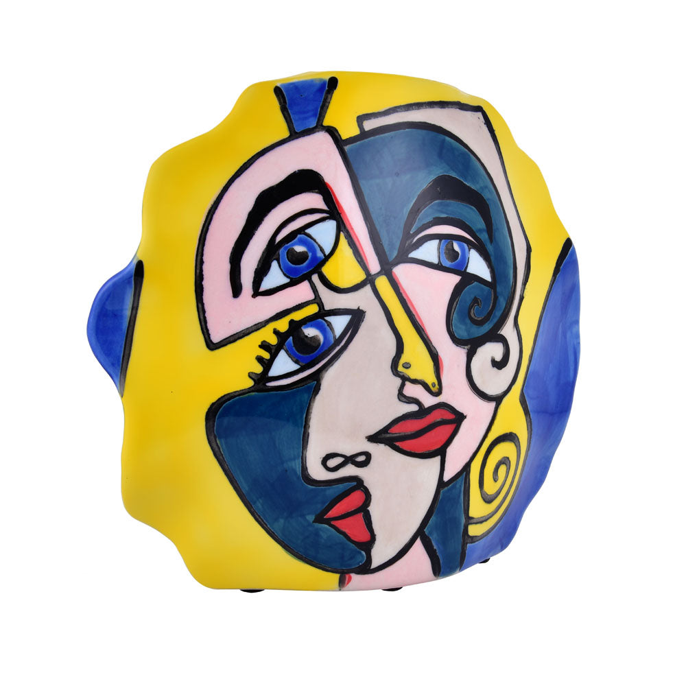 Decorative Round Wavy Hand Painted Ceramic Vase (Multicolor)