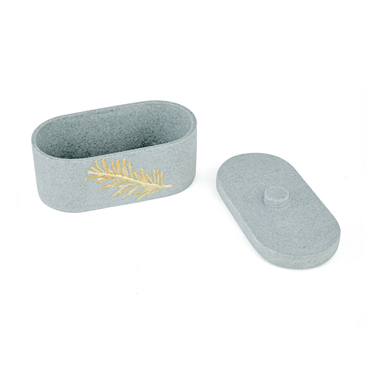 Leaf Design Polyresin Storage Box Organiser (Grey)