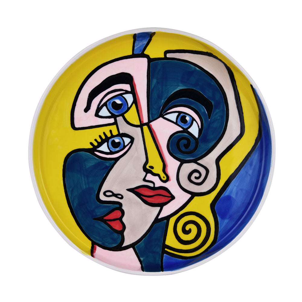 Round Hand Painted Ceramic Platter (Multicolor)