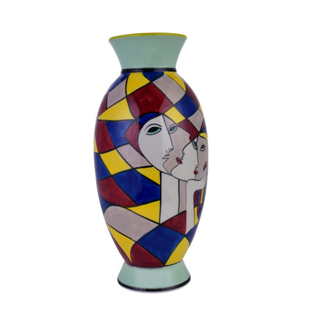 Decorative Oval Hand Painted Ceramic Vase (Multicolor)