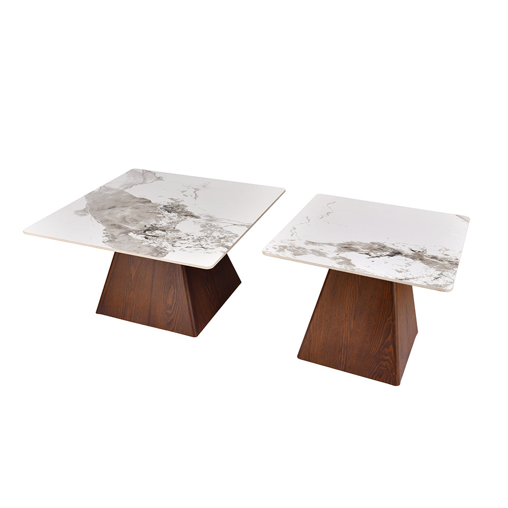 Fuji Ceramic Top Center & Side Table Set (White)