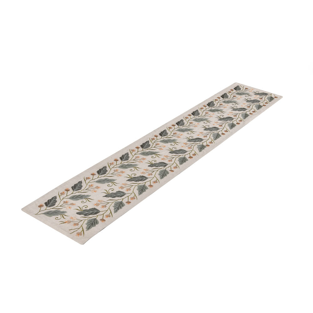 Decorative Leaf Design Cotton Table Runner (120 x 33 cm, Multicolor)