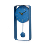 Rectangular Metal Pendulum Wall Clock (Navy Blue)