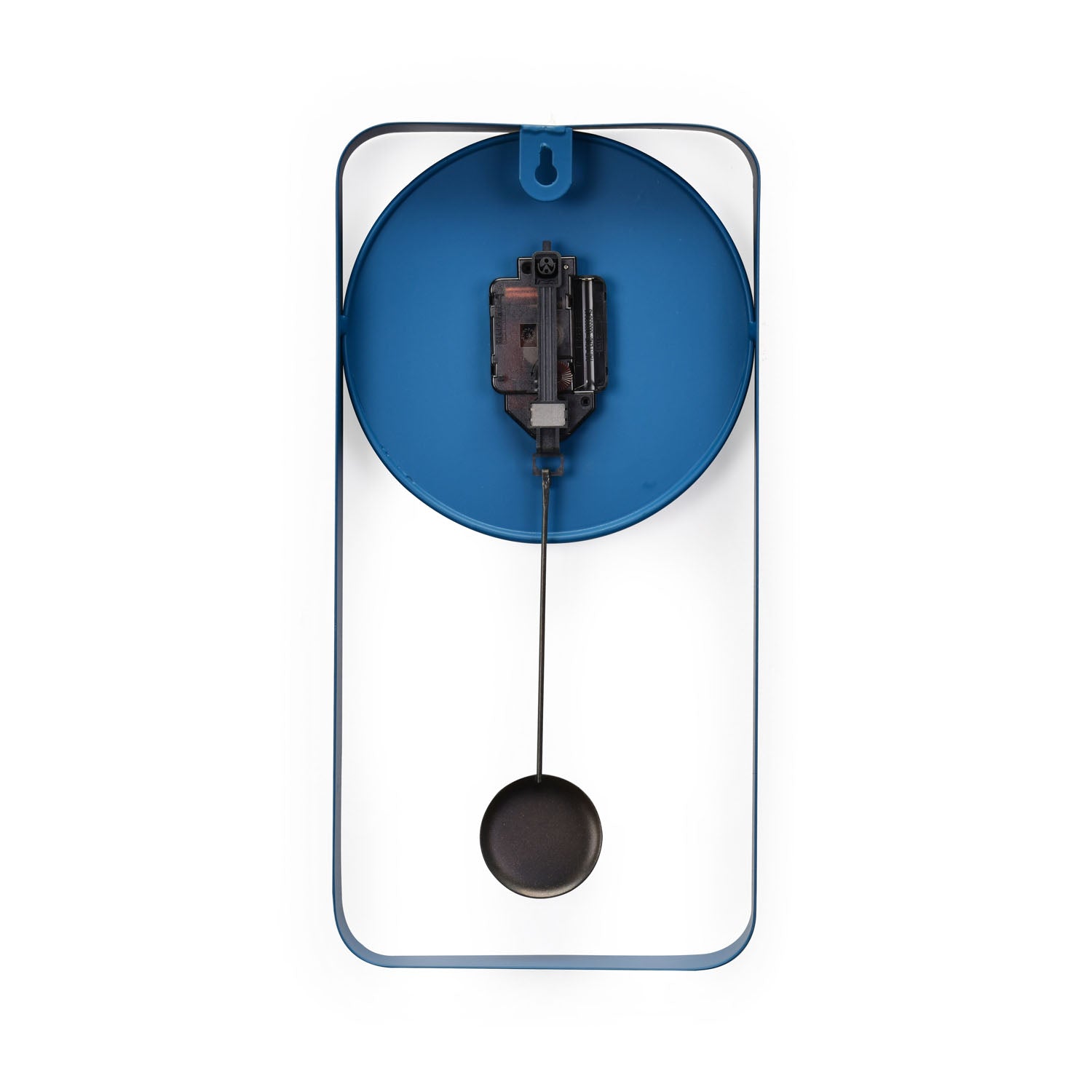 Rectangular Metal Pendulum Wall Clock (Navy Blue)