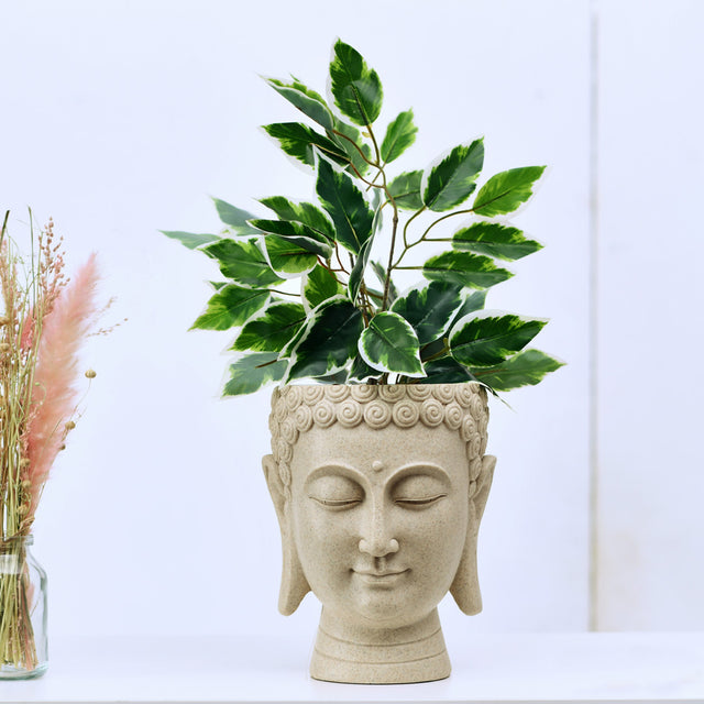 Nilkamal Buddha Face Polyresin Planter (Sand)