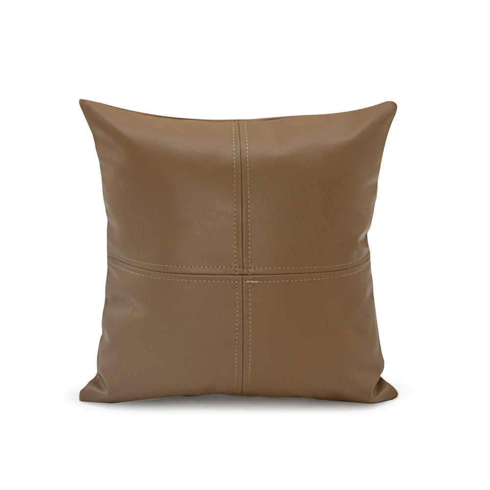 Solid Leatherette 16" x 16" Cushion Cover (Beige)