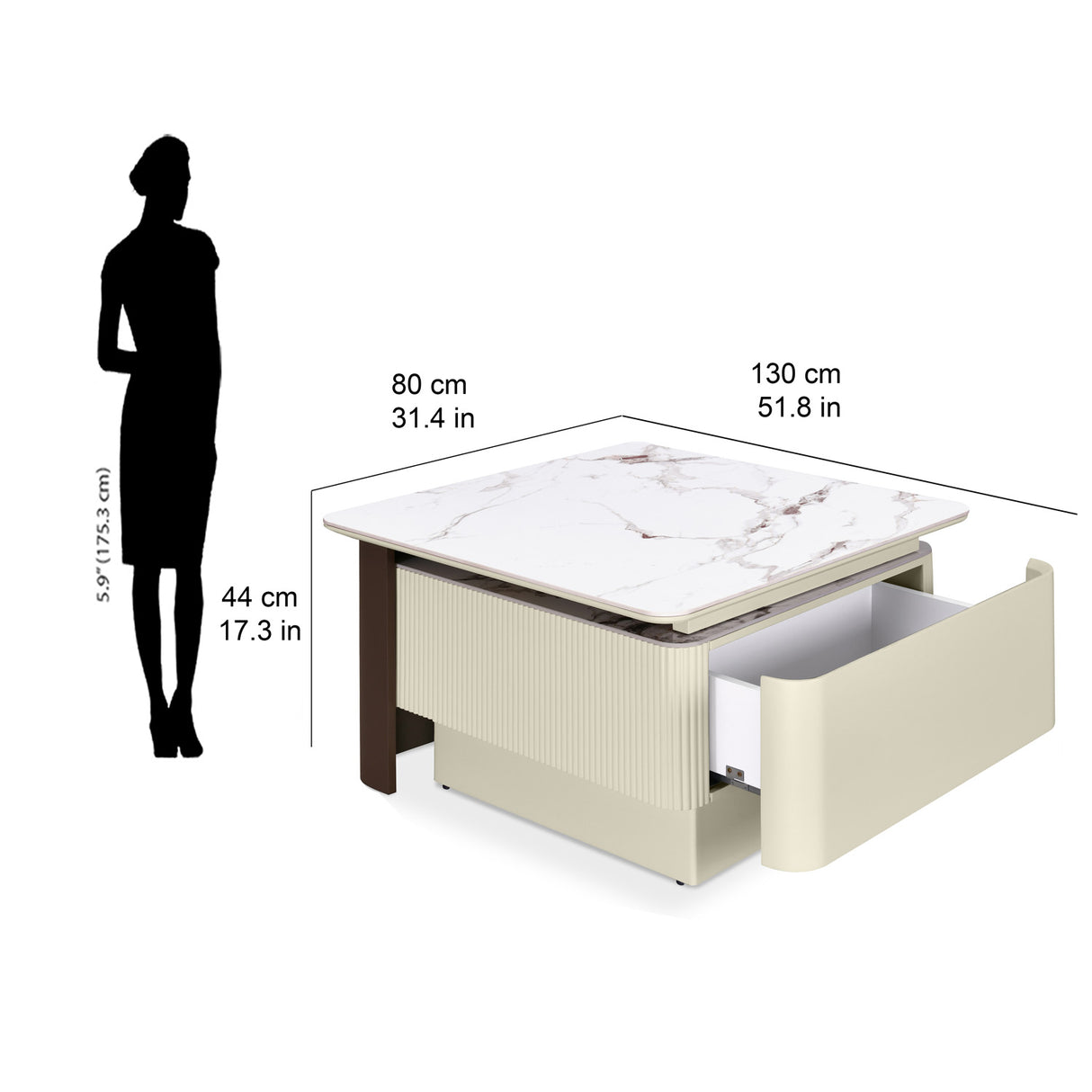Glossa Center Table (White & Grey)