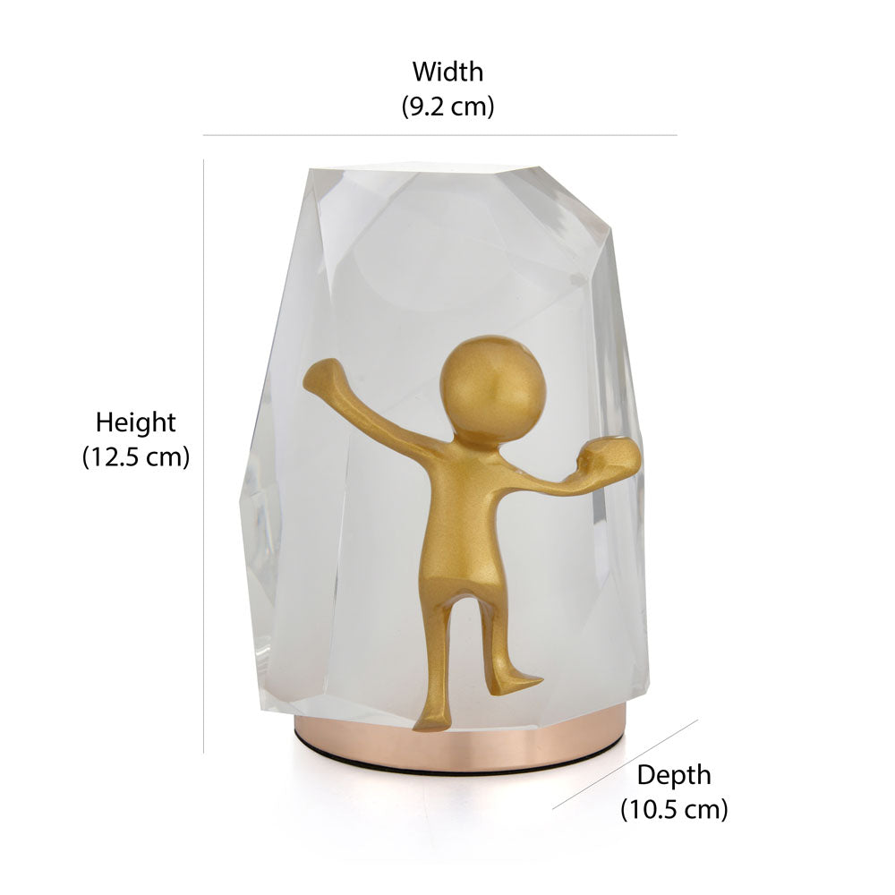 Man Climbing On Rock Acrylic & Metal Showpiece (Gold)