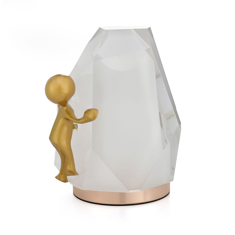 Man Climbing On Rock Acrylic & Metal Showpiece (Gold)