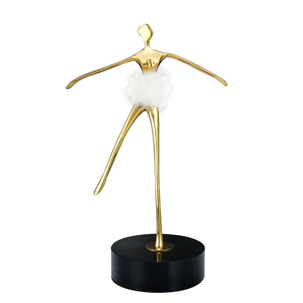 Ballerina Dancing Metal Showpiece- Gold